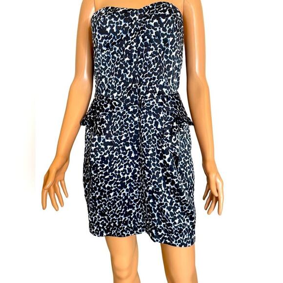 BCBG GENERATION Cheeta Print Cocktail mini Dress BLACK, blue, white SZ 4 in EUC - Picture 2 of 14